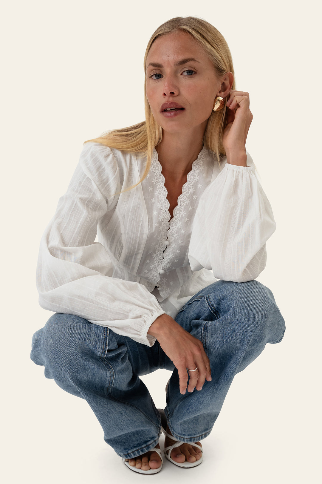 Hazel Shirt White Embroidery
