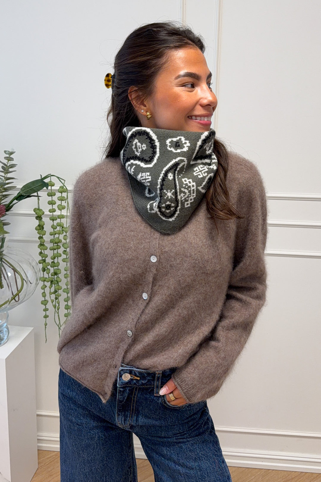 Paisley Small Scarf Khaki