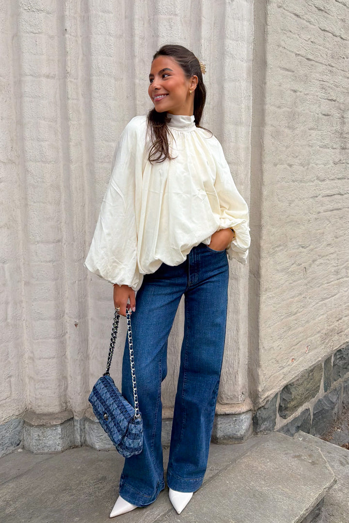 Silk Tie Back Shirt Ecru