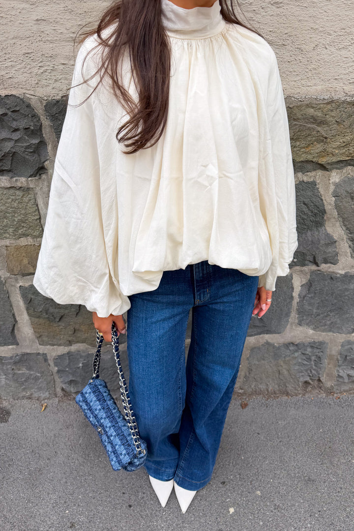 Silk Tie Back Shirt Ecru