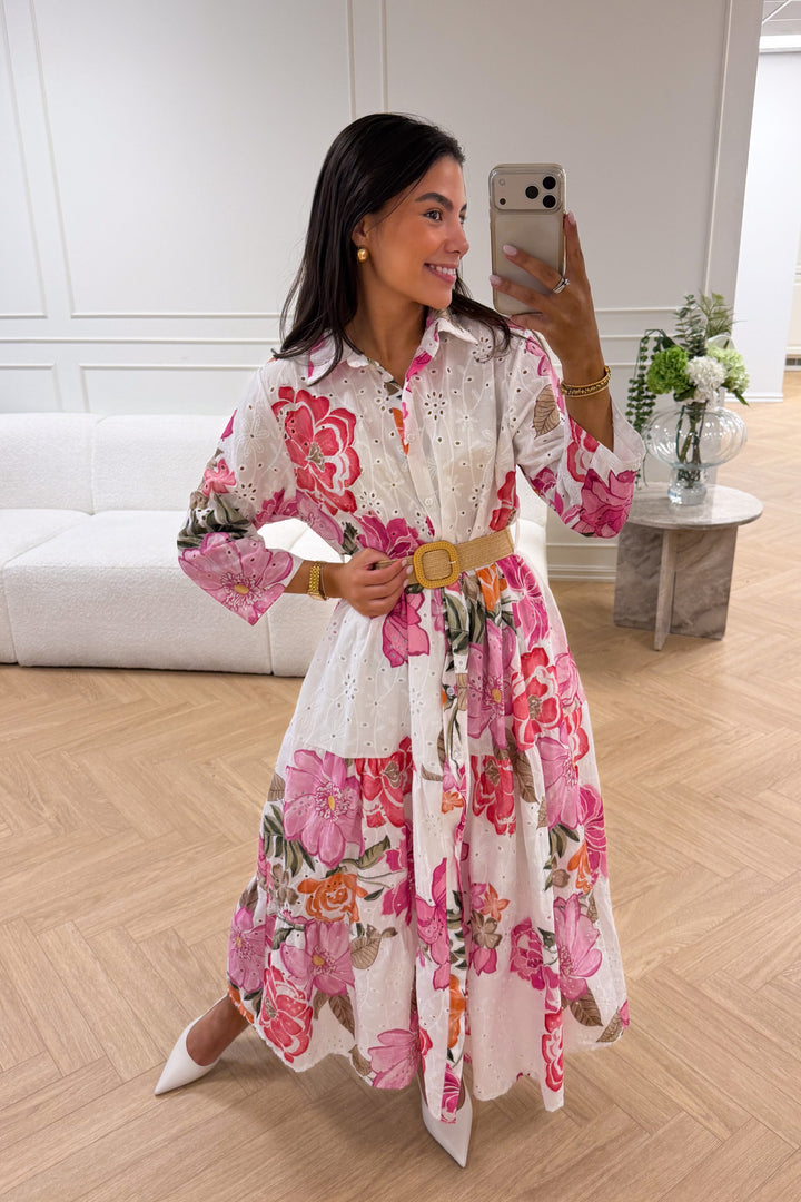 Eira Midi Dress Pink Flower