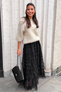 Frill Midi Skirt Black
