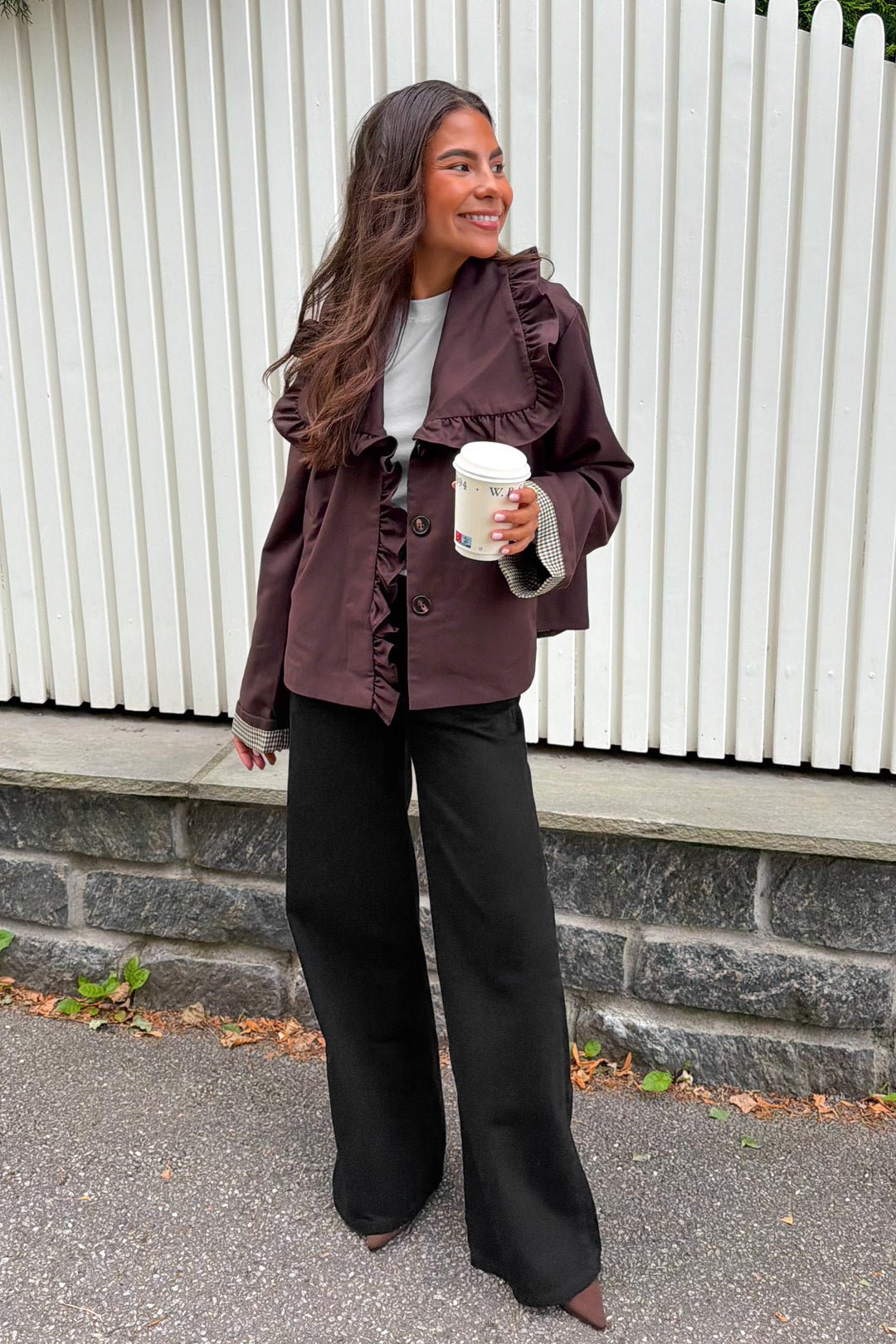 Elsia Ls Short Trenchcoat Coffee Bean