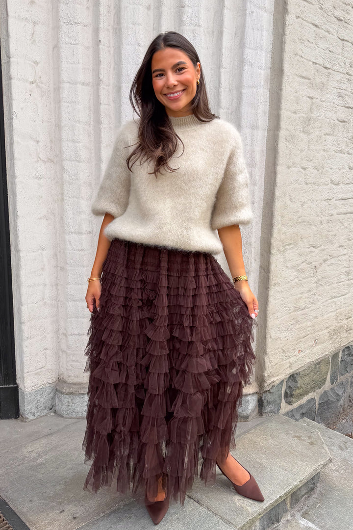 Frill Midi Skirt Choco
