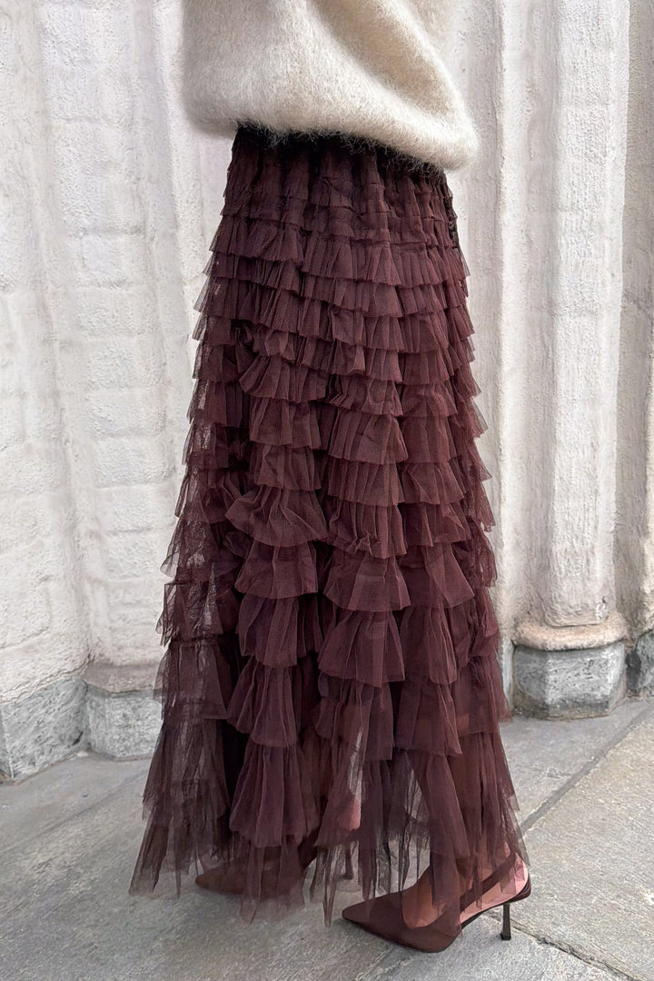 Frill Midi Skirt Choco
