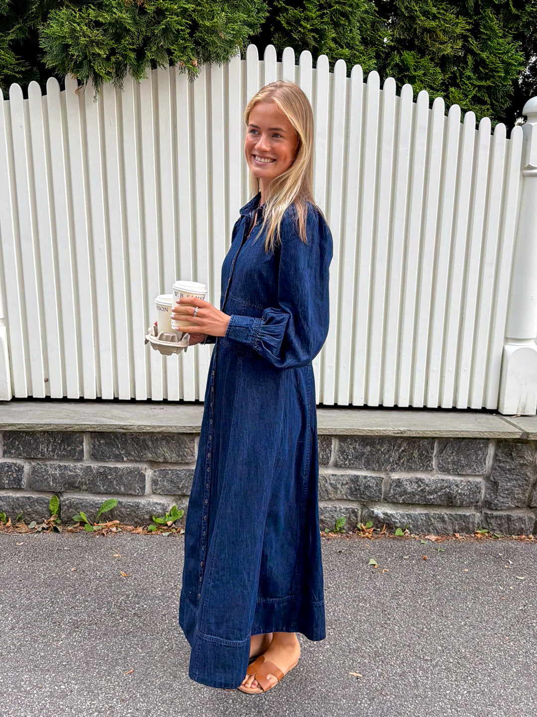 Denim Button-Down Dress Denim Blue