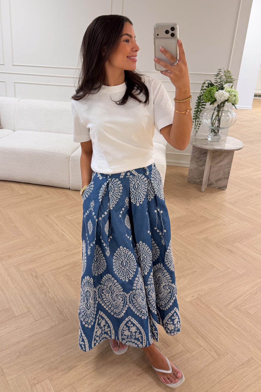 Lumine Midi Skirt Denim Bleu