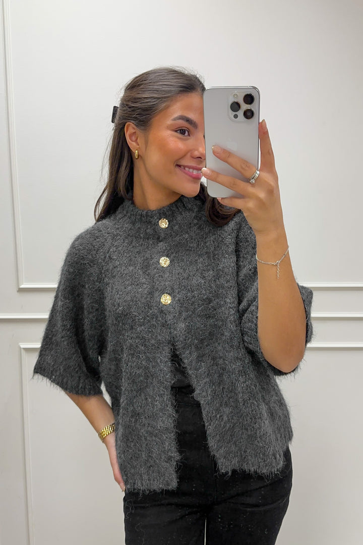 Benuta Fluffy Knit Cardigan Antracit Melange