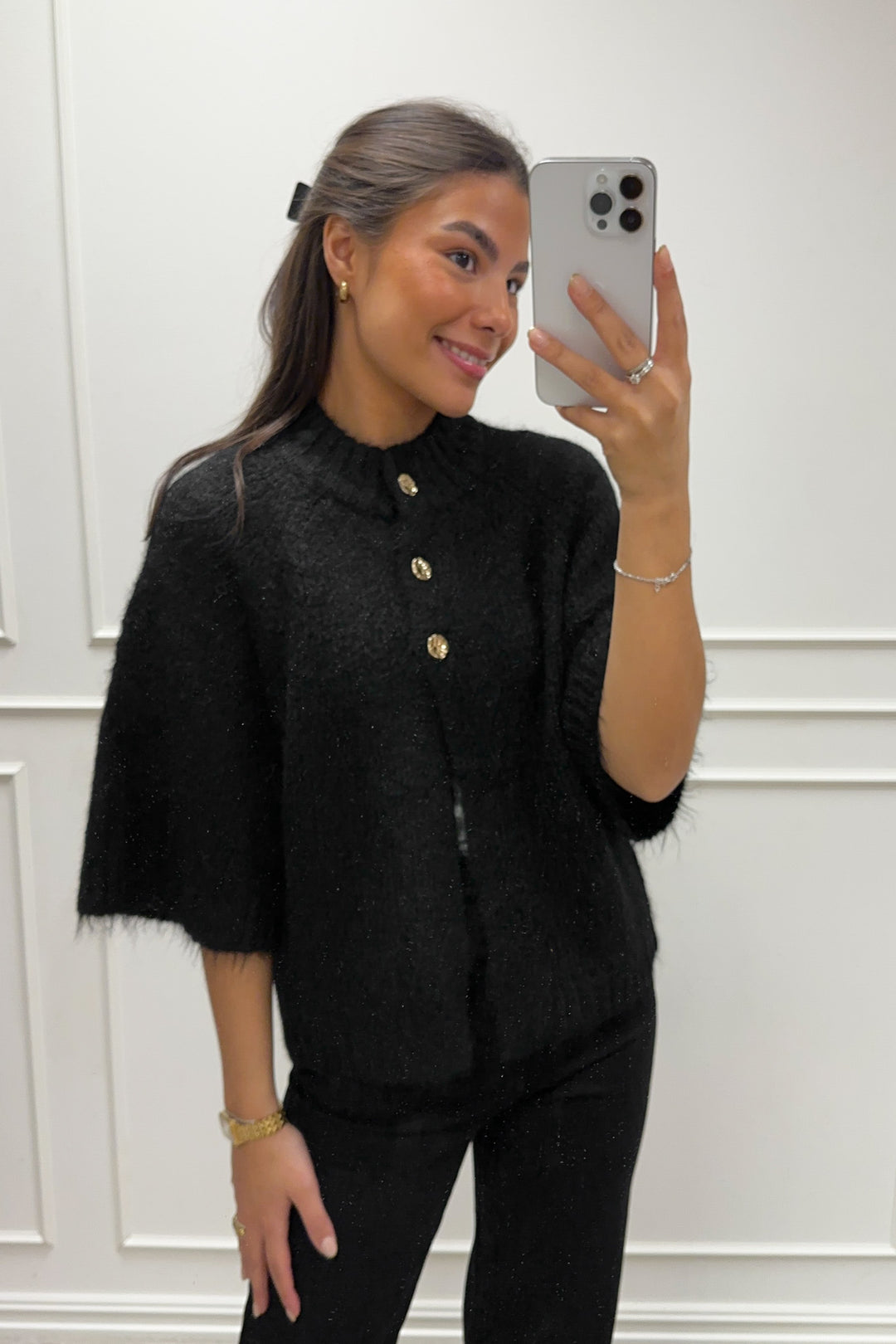 Benuta Fluffy Knit Cardigan Black
