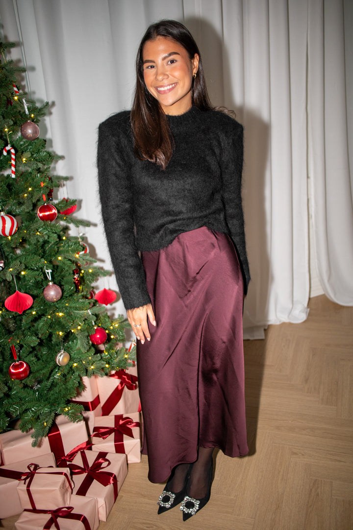 Hairy Knit Fitted Sweater Black