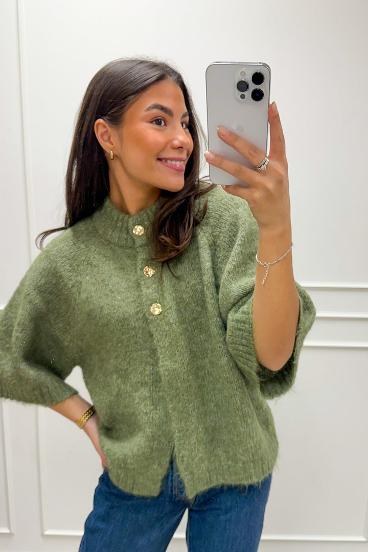 Benuta Fluffy Knit Cardigan Dusty Green