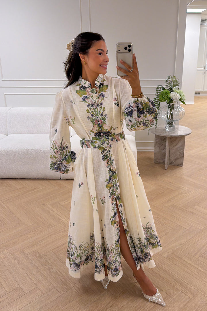 Mera Midi Dress Green Flower