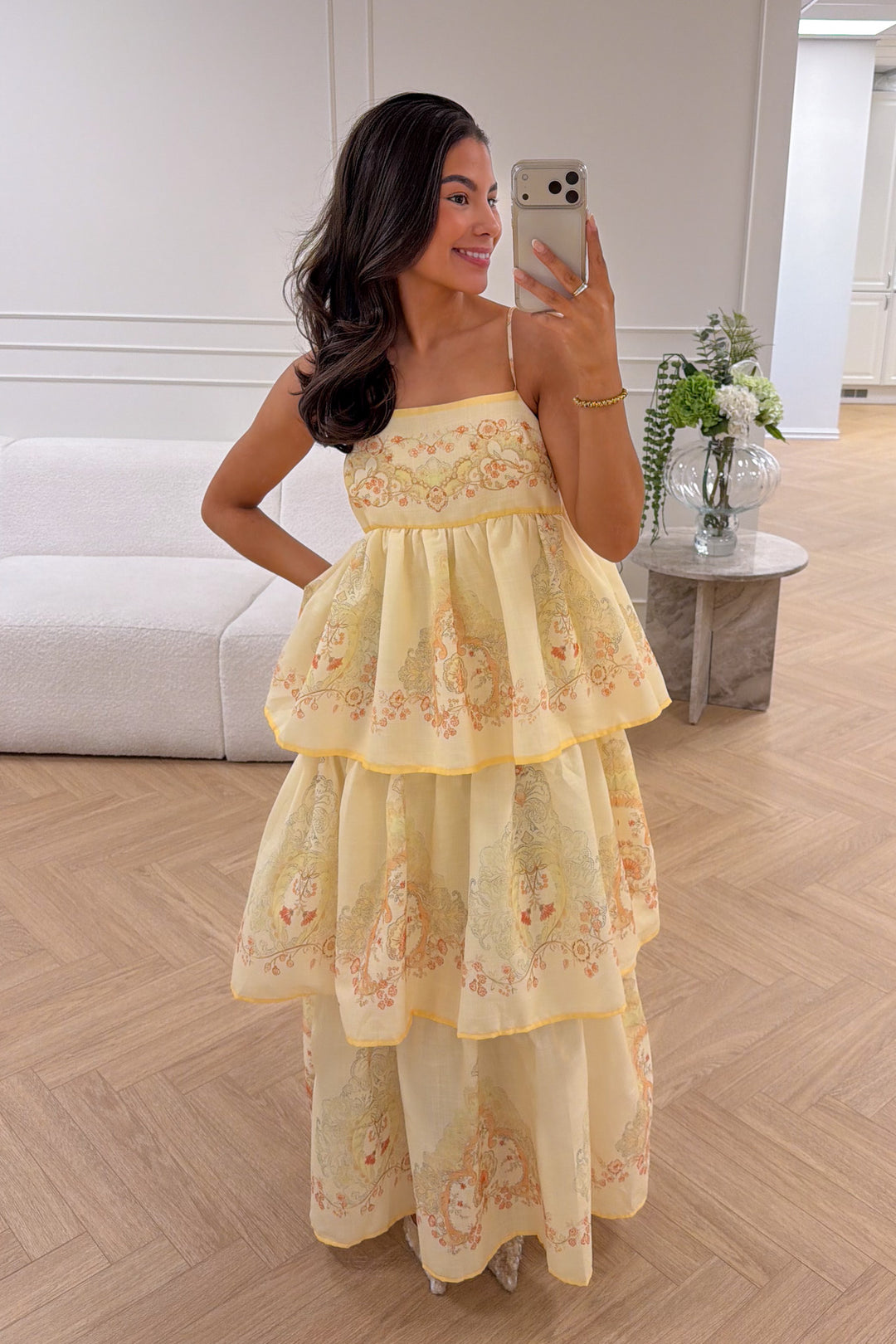 Ines Midi Strap Dress Jaune