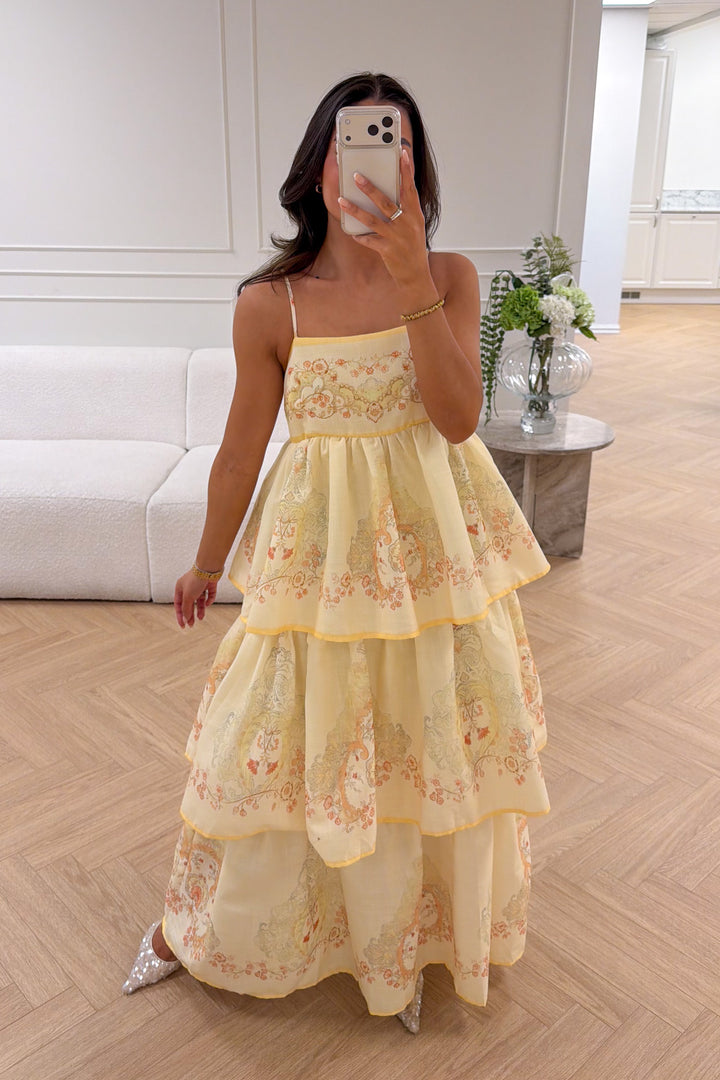 Ines Midi Strap Dress Jaune