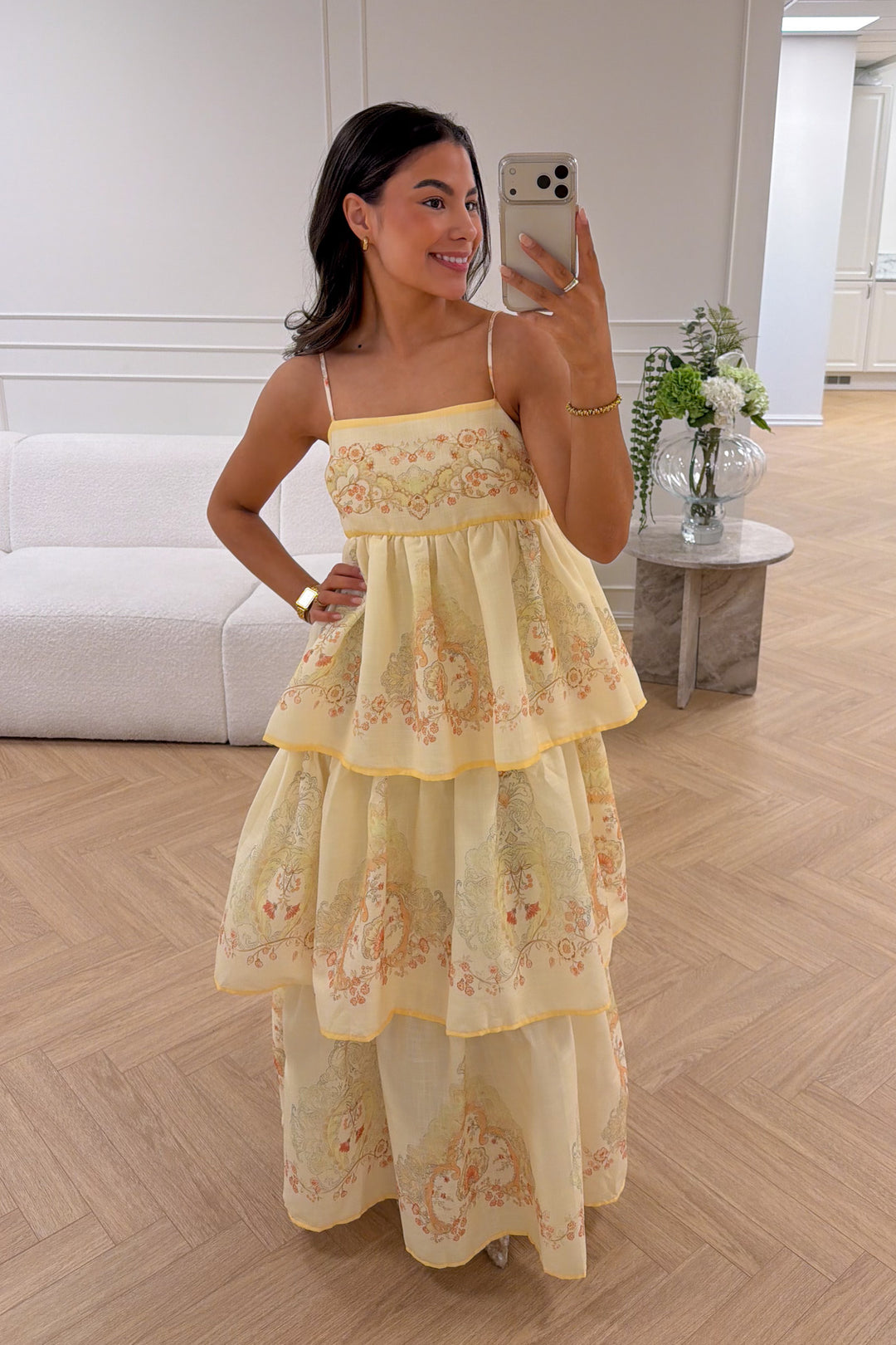 Ines Midi Strap Dress Jaune