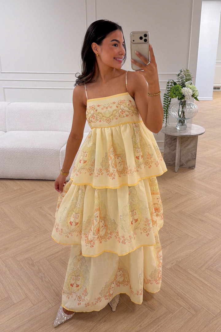 Ines Midi Strap Dress Jaune