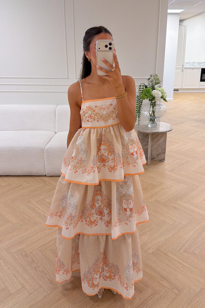 Ines Midi Strap Dress Beige