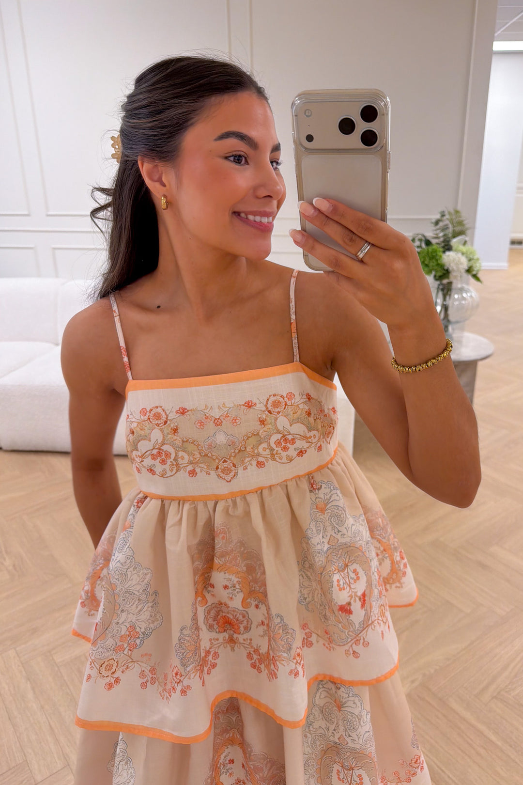 Ines Midi Strap Dress Beige