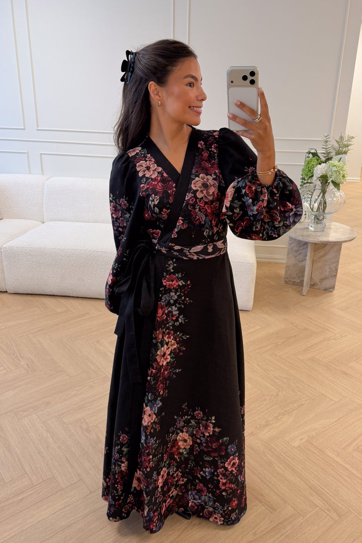 Osley Midi Wrap Dress Blanc Black