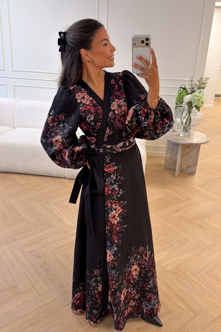 Osley Midi Wrap Dress Blanc Black