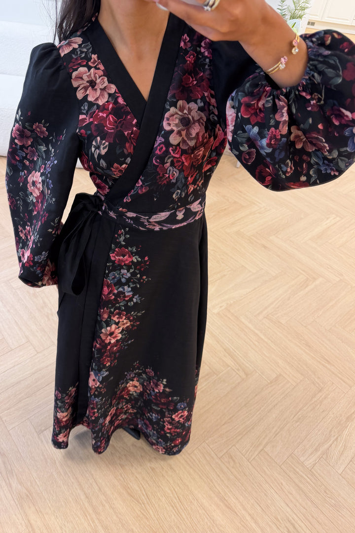 Osley Midi Wrap Dress Blanc Black