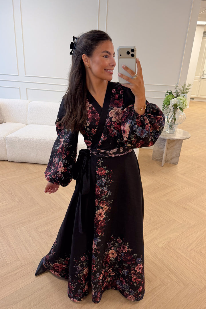 Osley Midi Wrap Dress Blanc Black