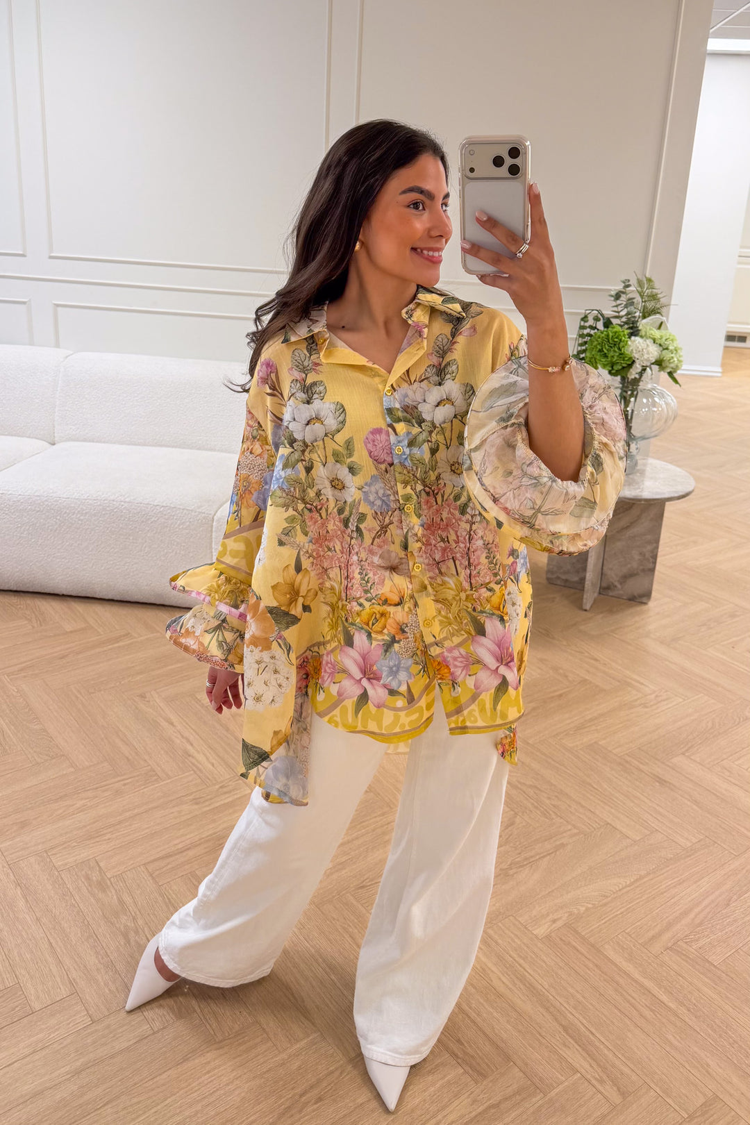 Spring Ruffle Blouse Yellow Flower