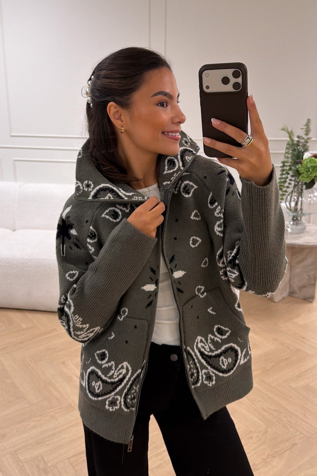 Paisley Jacket Zip Green