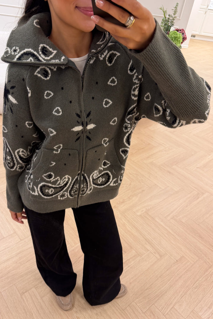 Paisley Jacket Zip Green