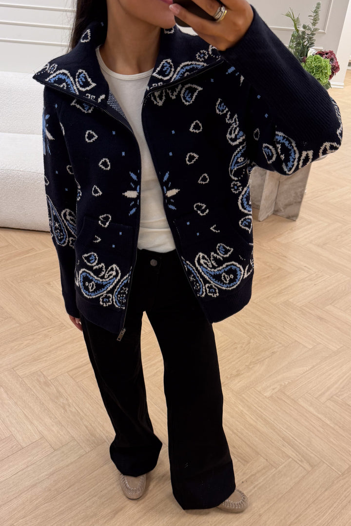 Paisley Jacket Zip Navy