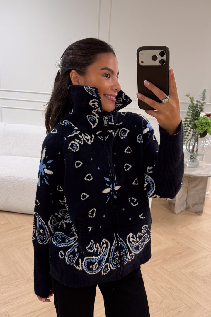 Paisley Jacket Zip Navy