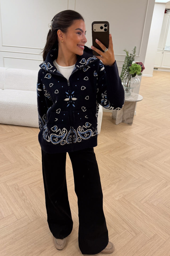 Paisley Jacket Zip Navy