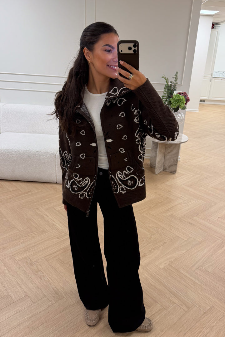 Paisley Jacket Zip Brown