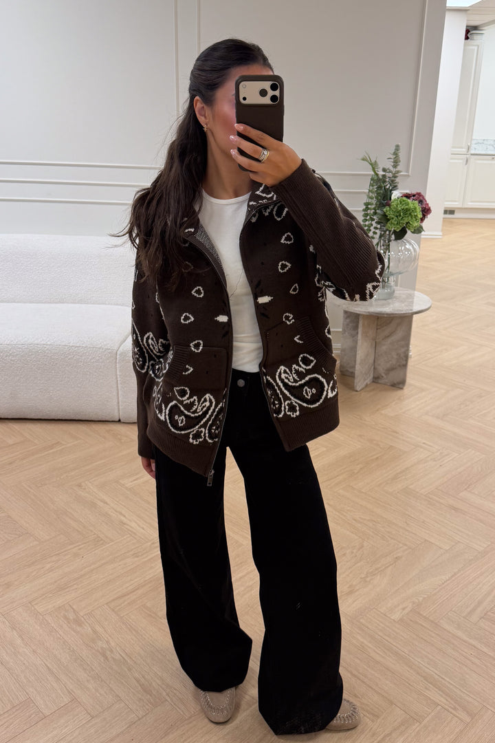 Paisley Jacket Zip Brown
