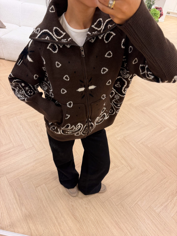 Paisley Jacket Zip Brown