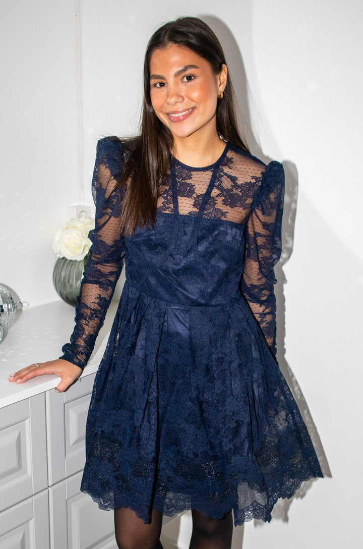 Leoni Lace Mini Dress Dark Blue
