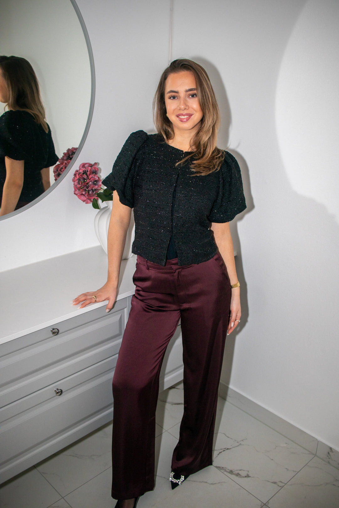 Anela Boucle Blouse Black