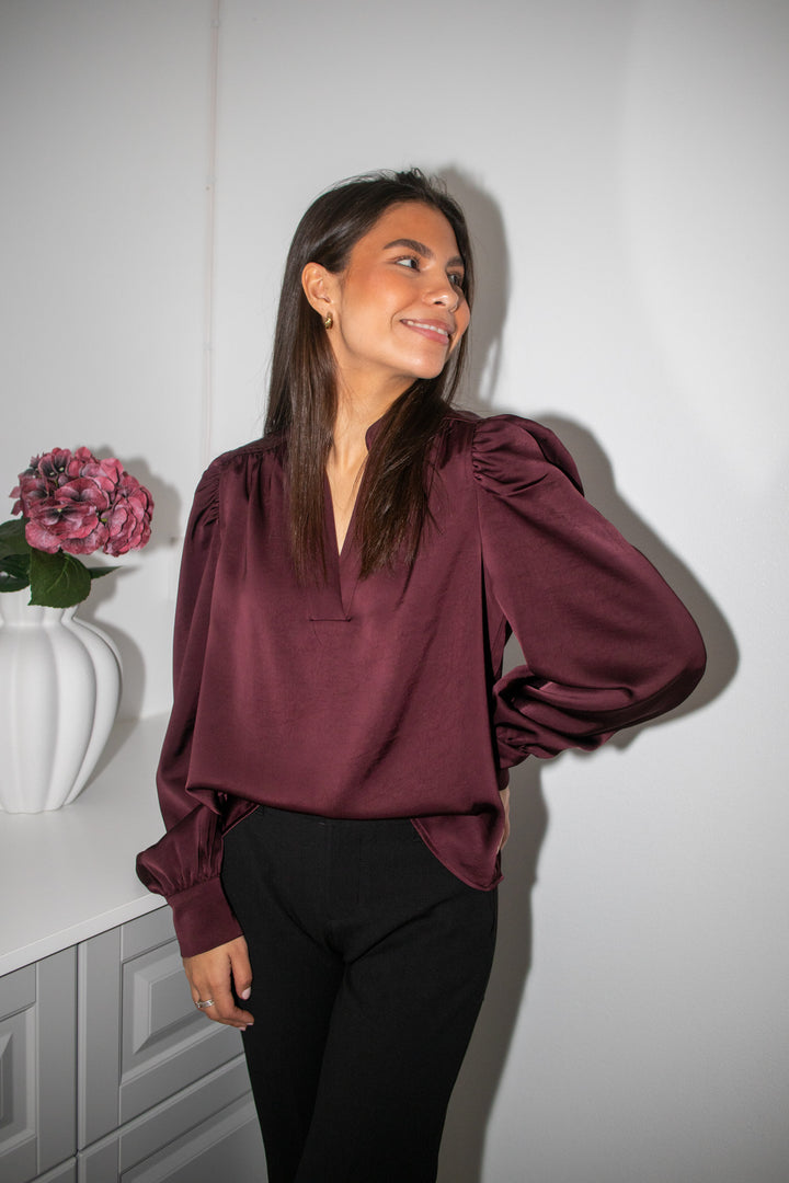 Rosslyn Heavy Sateen Blouse Burgundy