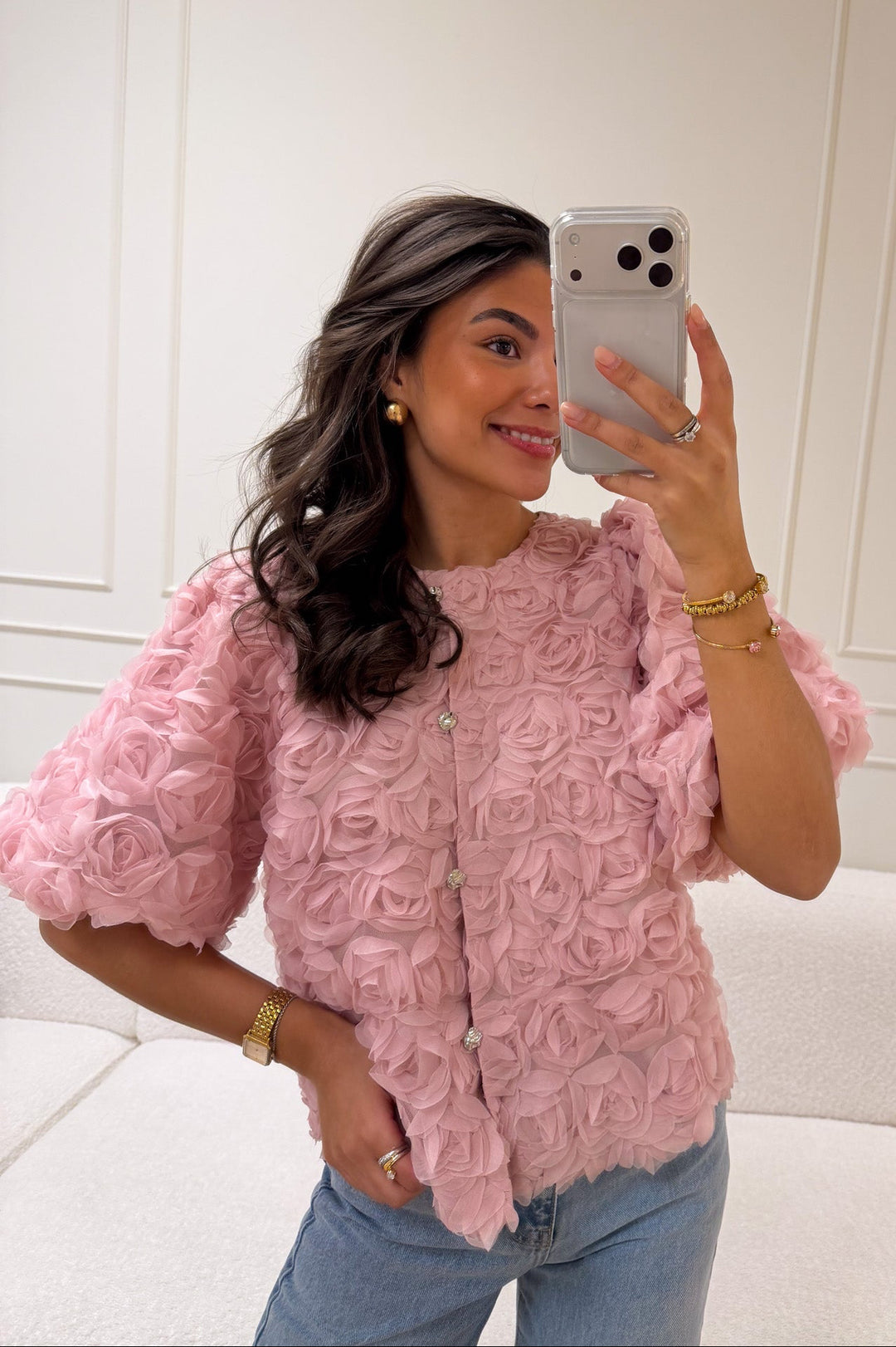 Aisa Flower Blouse Rose