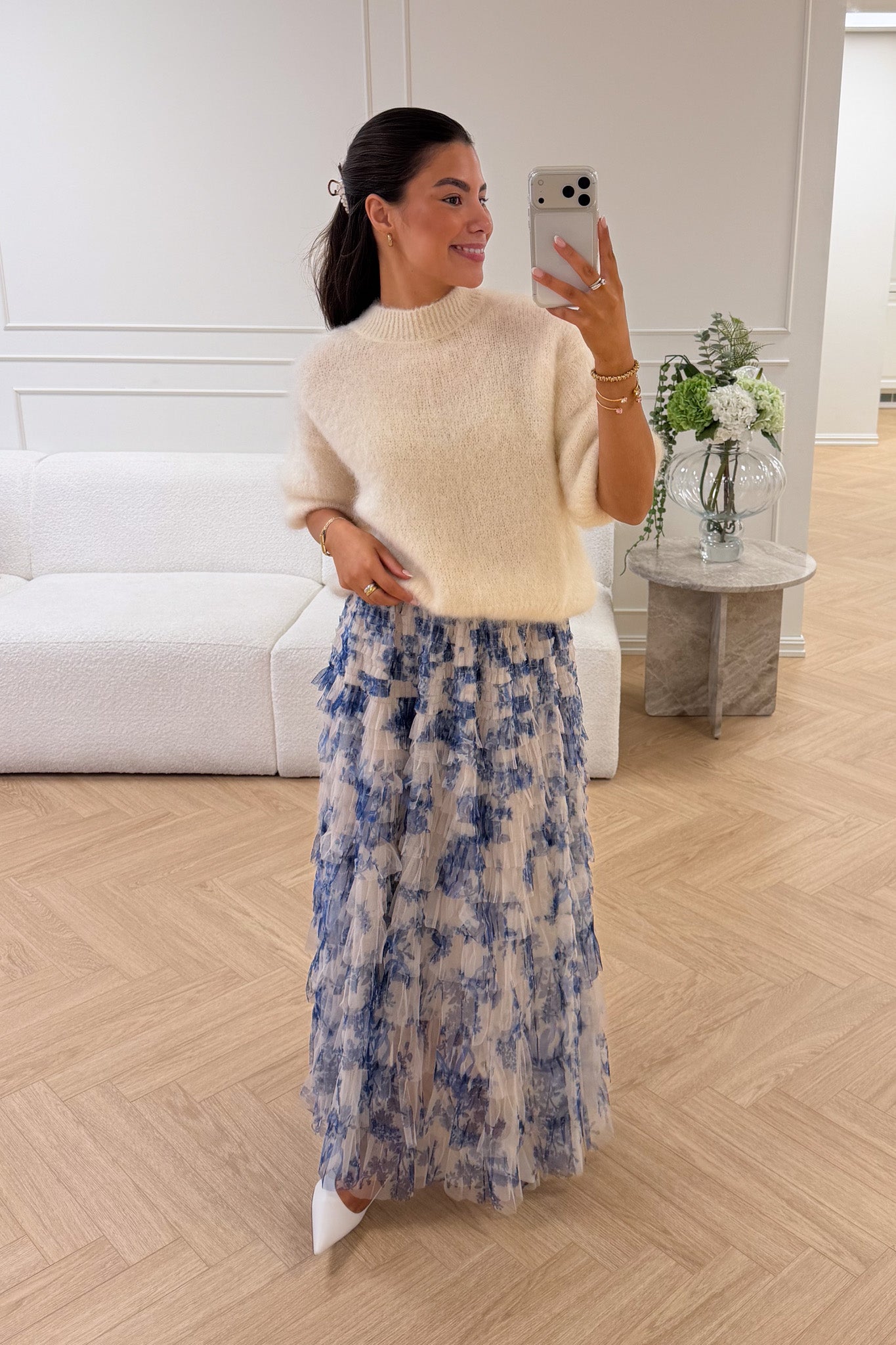 From Paris With Love - Osley Skirt Bleu Flower - Smuk