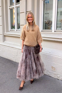 Tyll Print Midi Skirt Choco