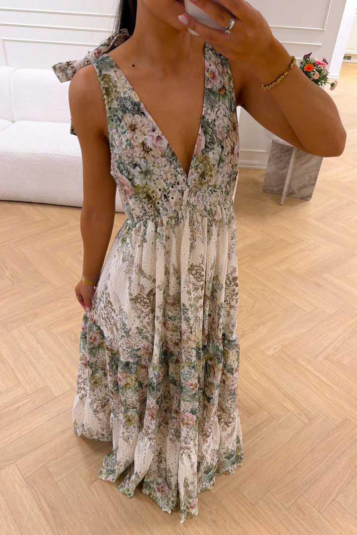 Strap Embroidery Dress Green