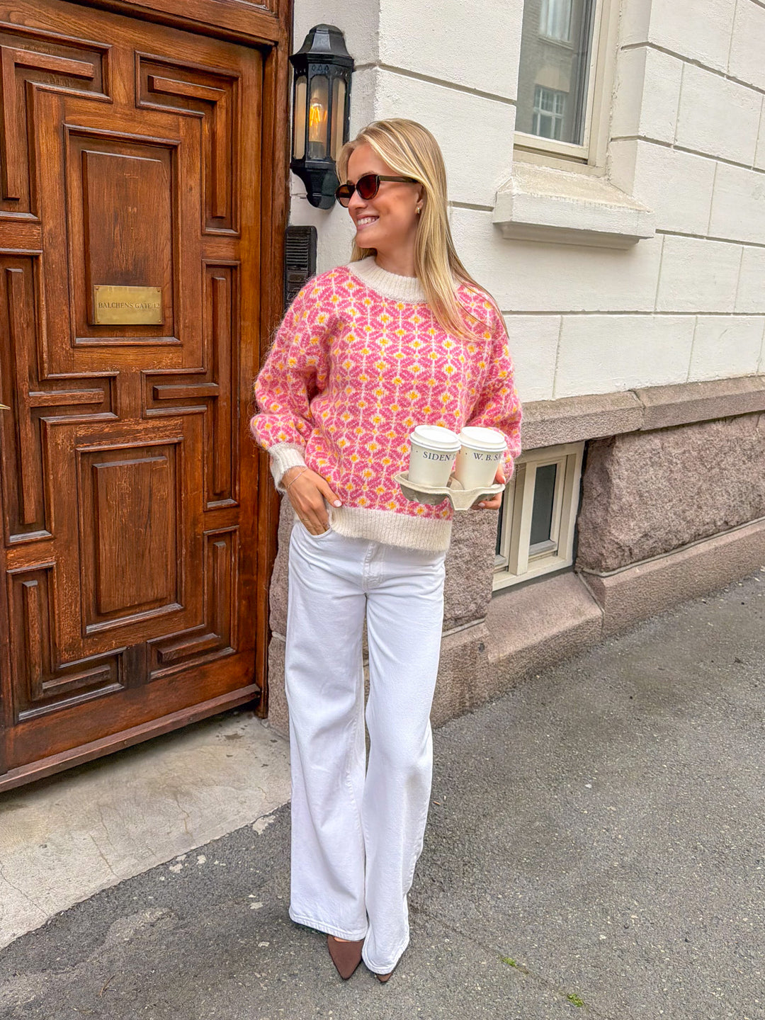 Stavanger Knit Pullover Off White/Pink