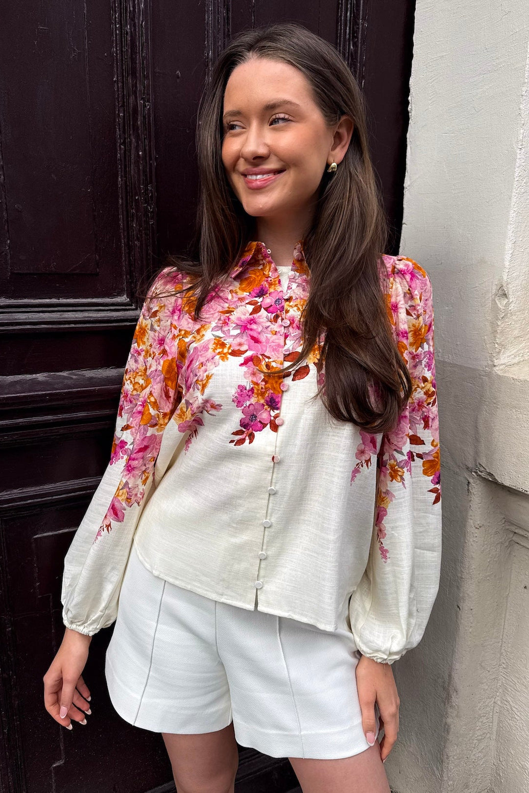 Cleo Ls Shirt Birch Cleo Print