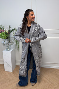 Maxi Fringe Cardigan Grey