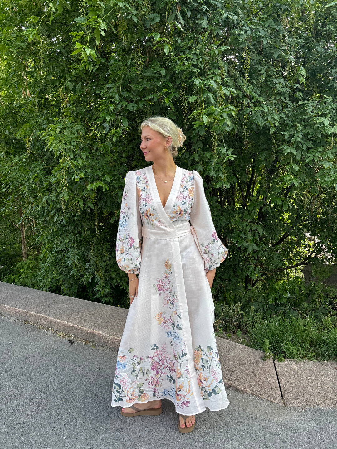 Osley Midi Wrap Dress Blanc Rose