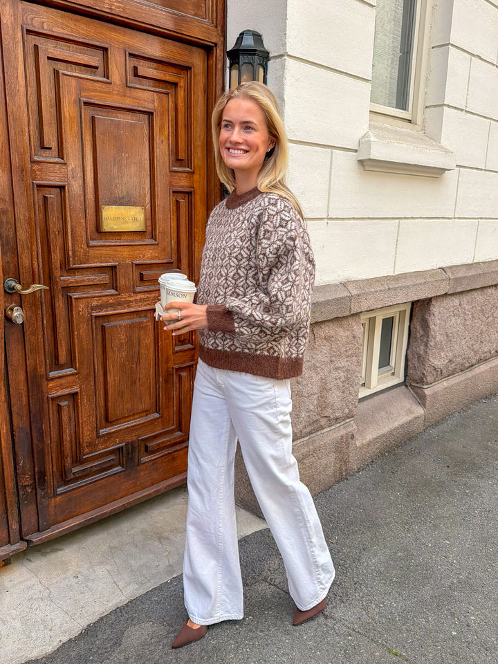Stavanger Knit Pullover Cream/Brown