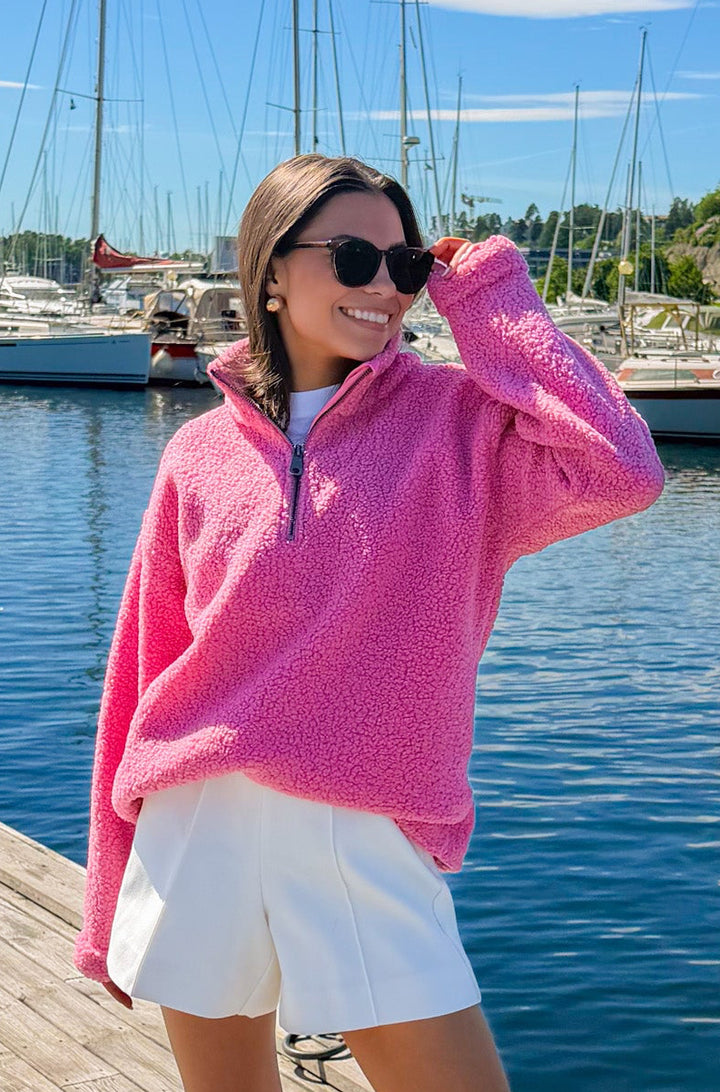 Annie Zip Sweater Bright Pink