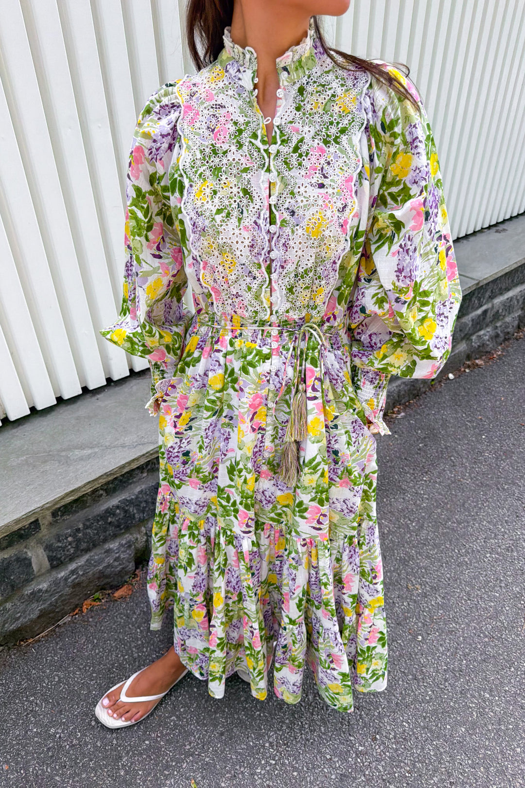 Cotton Slub Midi Dress Summer Lilacs