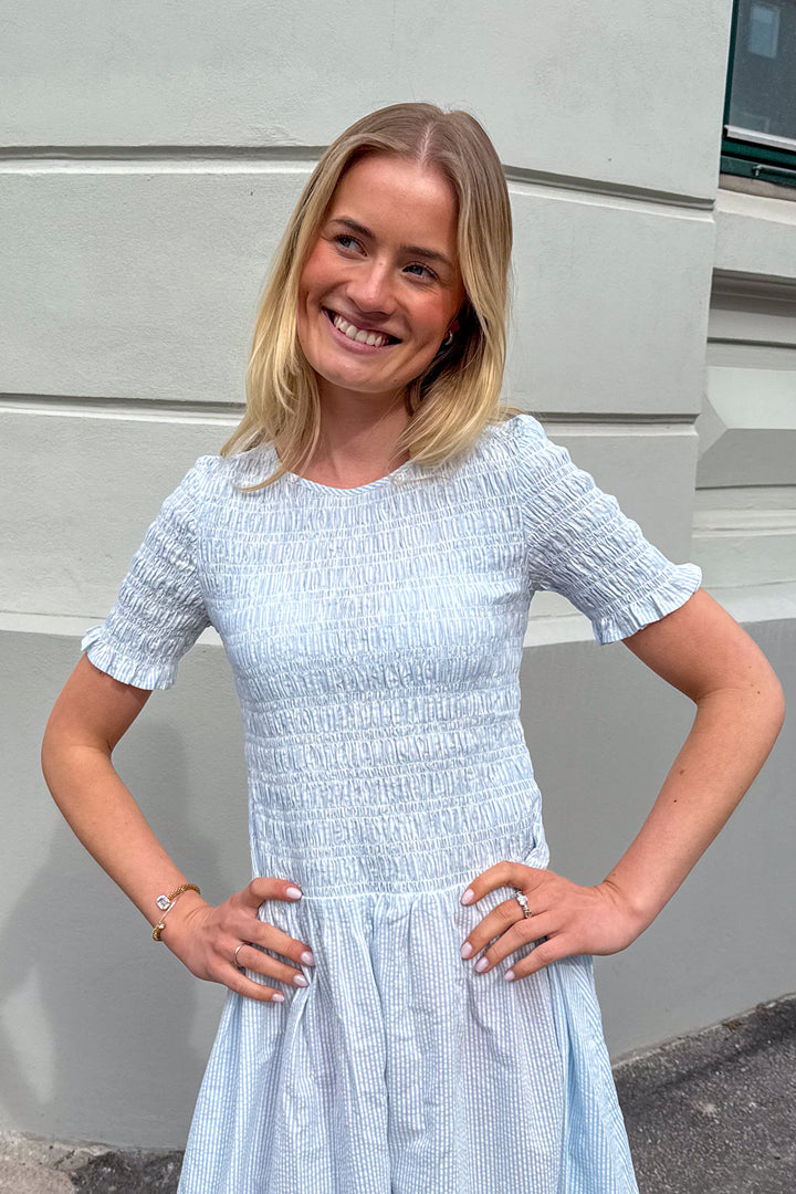 Hannah Regular Ss Ankle Dress Cashmere Blue Stripes